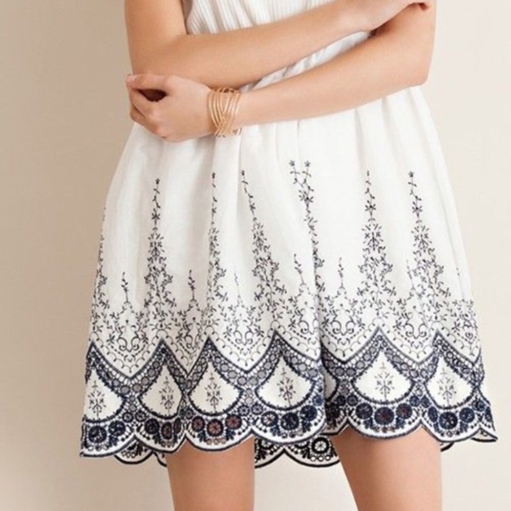 Entro medium navy blue and white embroidered dress - Picture 3 of 8